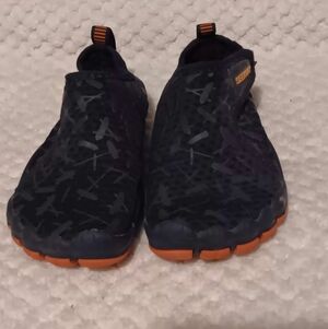 Boys Navy Slip-On Sand Shoes with Orange Accents